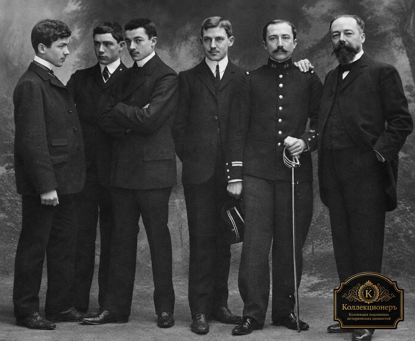 Поль Думер с сыновьями, фотография 1905 года