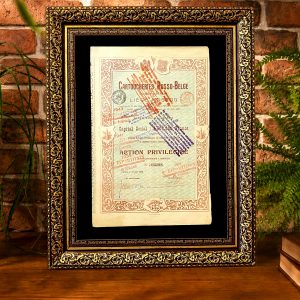 100 Франков 1899 Русско-Бельгийские патронные заводы в Москве и Льеже ценная бумага в рамке