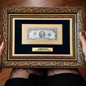 2 доллара США 2013 UNC банкнота в золотой рамке — коллекционная, подарок, интерьерный декор